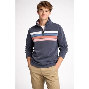 Fat Face The Airlie Denim Quarter Zip Pullover Blue Men's S Preppy Warm